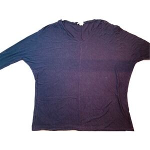 Vince Womens Long Sleeve V Neck Shirt Blue 100% Cotton Size Xs- Excellent